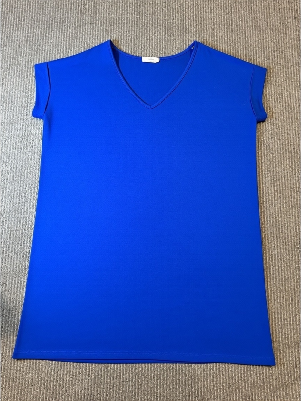Entro Blue V-Neck Maxi Dress Medium/Large? comfy cuffed cap sleeve pockets READ